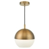 Okrągła wisząca lampa Andre AND0142 kula biała mosiądz