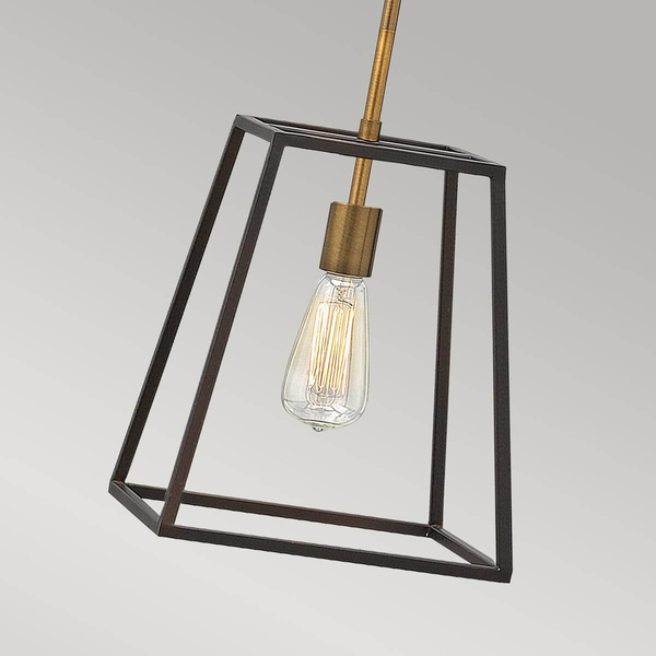 Industrialna lampa wisząca Fulton HK-FULTON-P metalowa mosiądz czarna