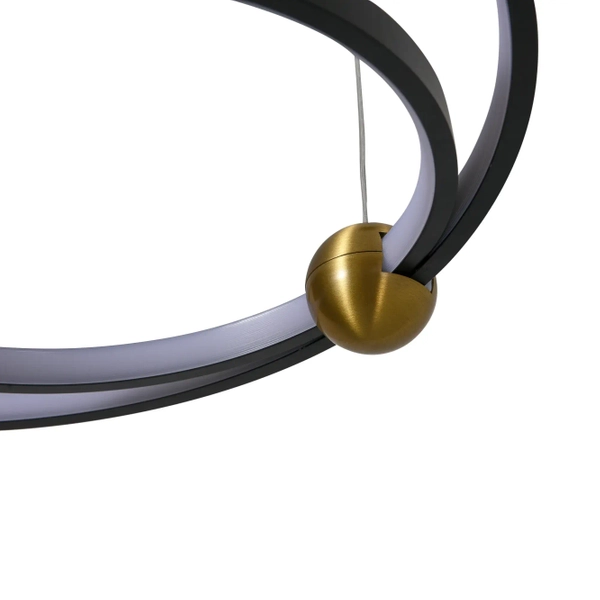 Ledowa lampa wisząca Kido PL0138 Yaskr LED 32W 3000K ring mosiądz czarna