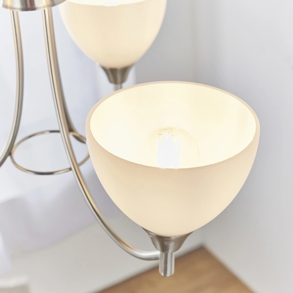 Lampa wisząca Alton 1805-3SC kielichy szkło opalowe satynowy chrom