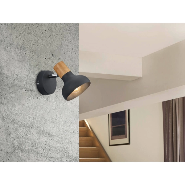 Regulowana lampa ścienna PYRION DL032-81521 czarny drewniany