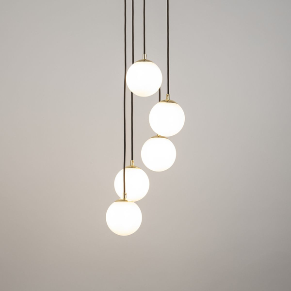 Kaskadowa lampa wisząca Piano 33659 Sigma kule balls białe czarne mosiądz