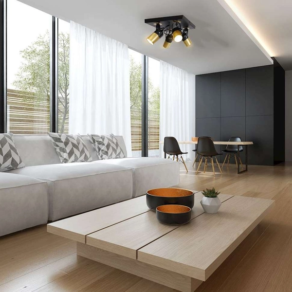 LAMPA sufitowa WILSON MLP4853 Milagro kwadratowy plafon reflektorowy czarny mosiądz