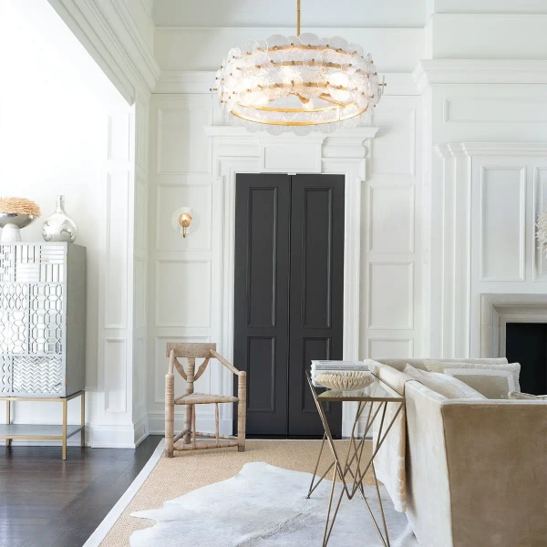 Zwisający żyrandol glamour Rene QN-RENE-6P-DSB szklany mosiądz