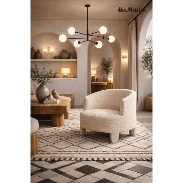 Tapicerowany fotel OSCAR MM001501100358 beżowy kubełkowy tkanina 70cm