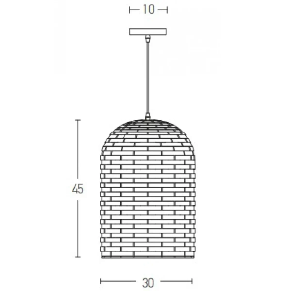 Abażurowa zwisająca lampa 20152 bambusowa regulowana beżowy