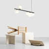 Wisząca lampa salonowa Libra 1099F1 Aldex listwa z kulami czarna biała