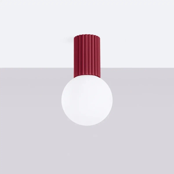 Okrągła lampa sufitowa HALO SL.1748 szklana kula IP44 biała burgundowa
