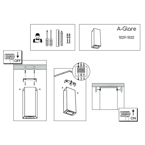 Natynkowa lampa sufitowa Glare 1030 BROSline LED 2W 4000K punktowa czarna