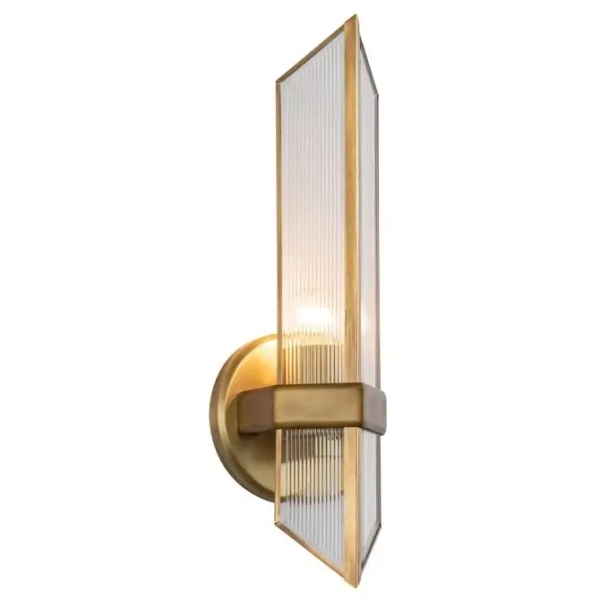 Naścienna lampa ryflowana Cairo QN-CAIRO-1WB-VBS-CR szklana mosiądz