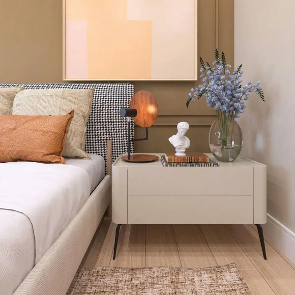 Drewniana lampka stołowa Dot QN-DOT-TL-TEAK okrągła brązowy czarny