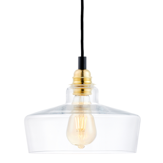 Wisząca LAMPA skandynawska LONGIS 10873105 Kaspa loftowa OPRAWA szklany ZWIS okrągły złoty przezroczysty czarny