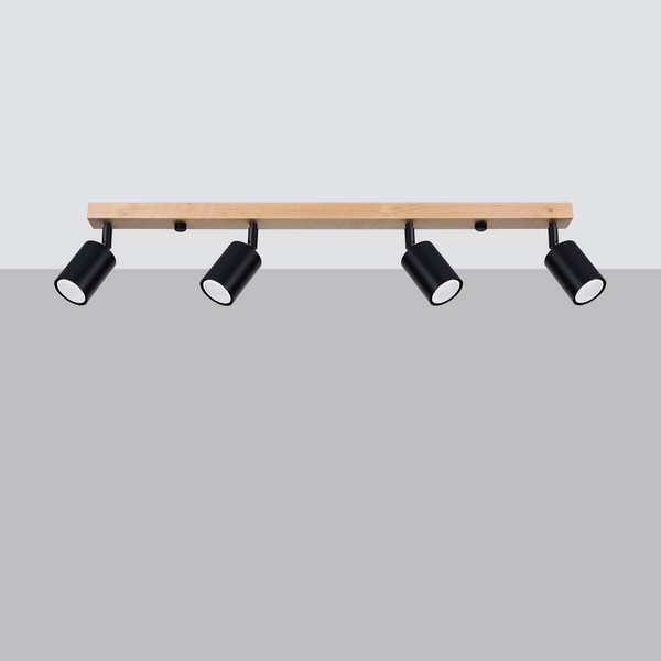 Lampa nasufitowa na listwie Verdo SL.1294 do kuchni drewniana czarna