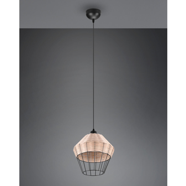 Zwisająca lampa Borka R31261936 RL Light koszyk druciak drewniana czarna