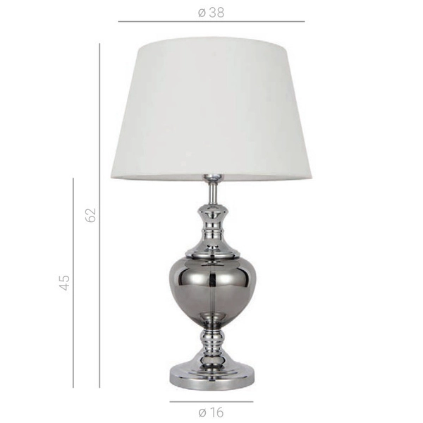 Abażurowa LAMPKA biurkowa KORREZ TB-6620-1 Italux klasyczna LAMPA stołowa stojąca chrom biała
