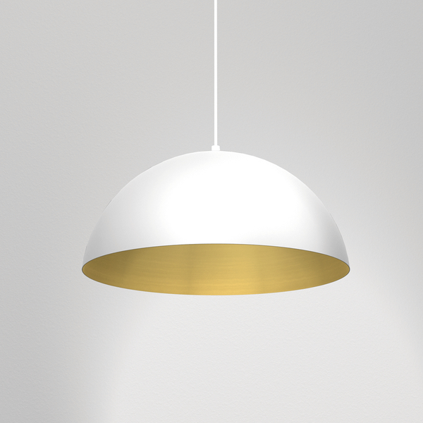 Metalowa lampa wisząca Beta kopuła nad stół biała złota