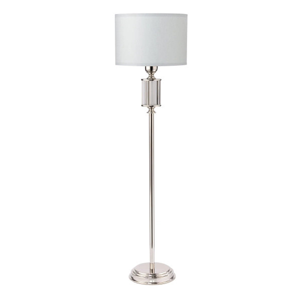 Podłogowa lampa z abażurem Artu ART-LN-1 (N) do sypialni biała nikiel