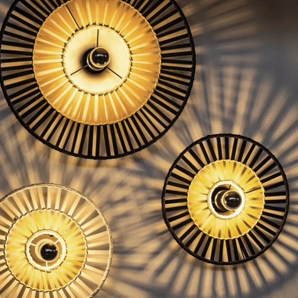 Bambusowy plafon 19251 okrągły do jadalni ekologiczny biały