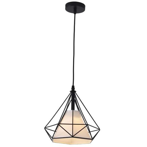 Druciana LAMPA wisząca NOLA LP-076/1P BK Light Prestige metalowa OPRAWA abażurowy ZWIS loftowy czarny biały