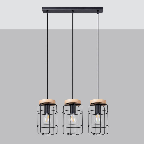 Potrójna lampa wisząca Gotto SL.1264 loft na listwie czarna