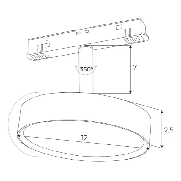 Ledowa magnetyczna lampa do szyn Dali M0014D LED 12W 3000K okrągły czarny