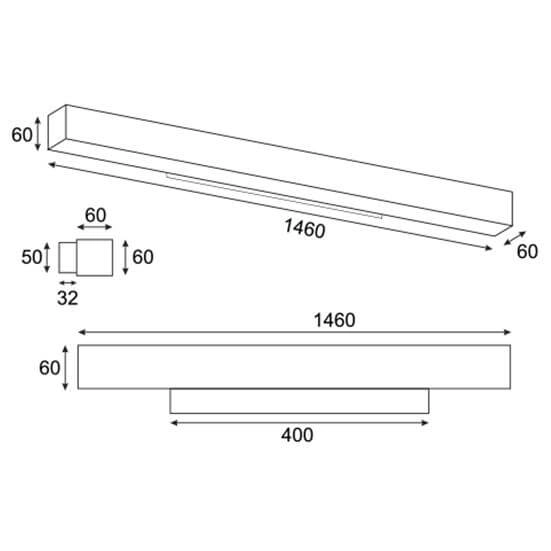 Prostokątny kinkiet ścienny Lupinus 6115D13103-1 Elkim LED 40W 3000K liniowy czarny