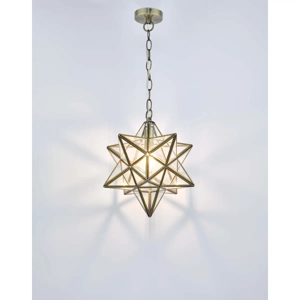 Geometryczna lampa wisząca Ilario ILA8675 gwiazda szklany mosiądz