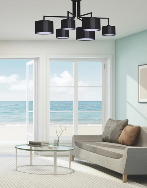 Lampa sufitowa Simone K-4321 pająk z abażurami czarny