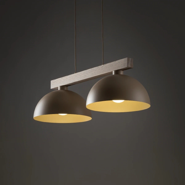 Podwójna wisząca lampa Oslo Sabia 11011 na belce beżowy