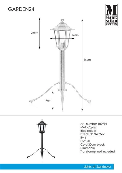 Gruntowa lampa industrialna Garden latarnia LED 3W czarna