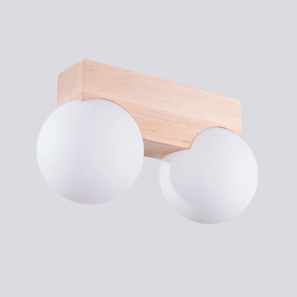 Sufitowa lampa balls BULBO SL.1683 drewniana biała 2xG9 na korytarz