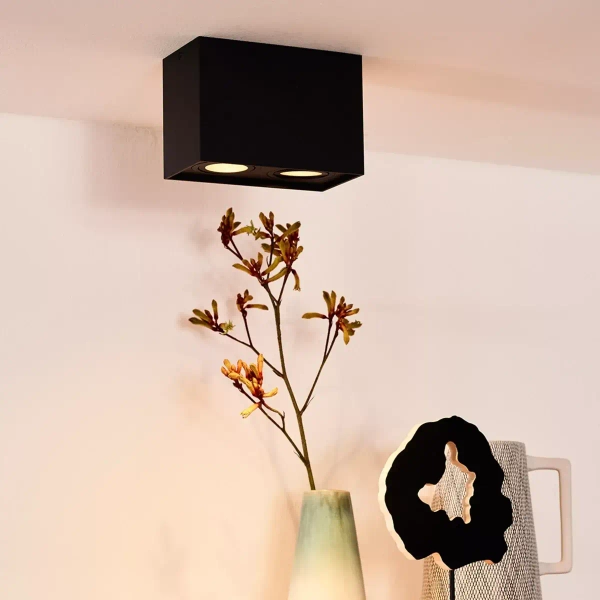 Kwadratowy downlight TUBE 22953/02/30 Lucide spot do sypialni czarny