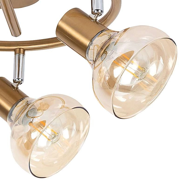 Plafon LAMPA sufitowa HOLLY 5549 Rabalux metalowa OPRAWA regulowane reflektorki szklane antyczne złoto bursztynowe