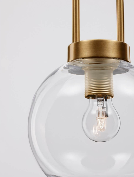 Industrialna lampa wisząca Banes do holu złota przezroczysta