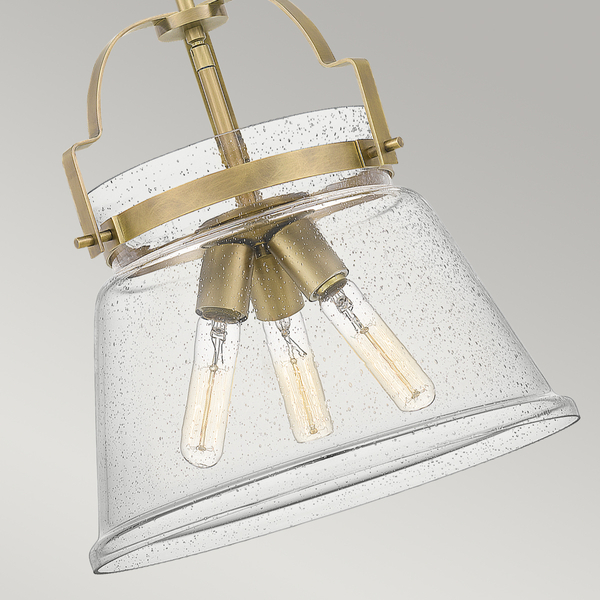 Szklana wisząca lampa QN-WIMBERLEY-P-WS retro mosiądz