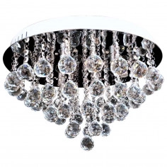 Plafon LAMPA sufitowa VEN P-E 1437/6-50 okrągła OPRAWA z kryształkami glamour crystal chrom przezroczysta almonte