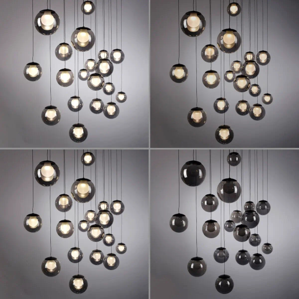 Molekułowa lampa wisząca E-POPUP czarna szara 2589-15 19x3W 2200-5000K