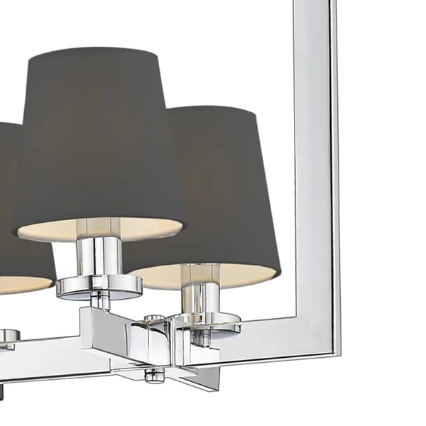 Wisząca lampa 8-punktowa London p08038ch-bk Cosmolight metal tkanina srebrna czarna