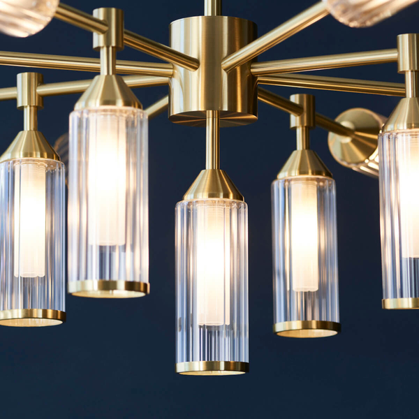 Szklana lampa sufitowa L&-1106256 tubki mosiądz przezroczysty