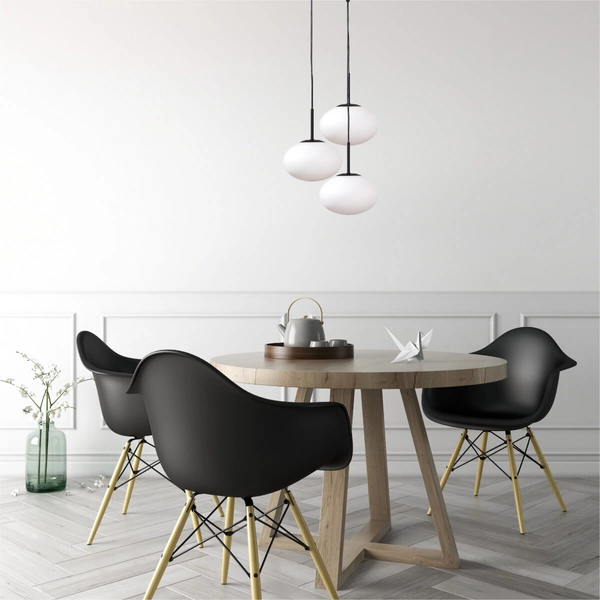 Salonowa lampa wisząca owalna Omi 1182 Zumaline szklana biała czarna