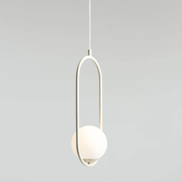 Lampa wisząca kulista Riva 1086G9 Aldex metalowa kremowa biała
