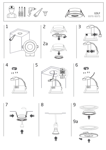 Podtynkowa lampa punktowa Golf 8375 łazienkowe oczko białe