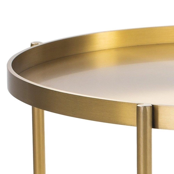 Metalowy stolik Moon DP-F80 brass Moos Home do salonu okrągły mosiądz