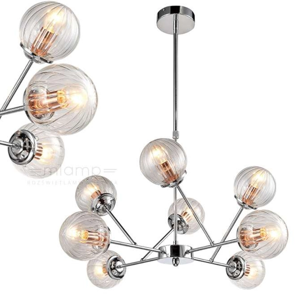 Lampa wisząca BEST 38-67289 szklana molekuły kule balls przezroczyste