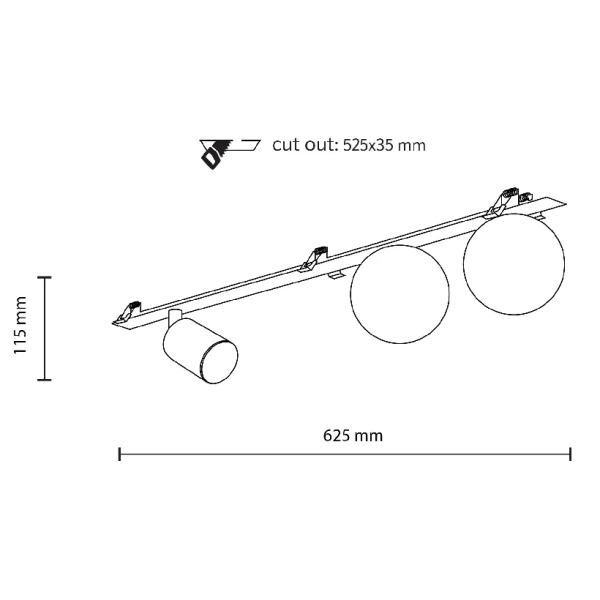 Loftowa sufitowa lampa Vox 3 10928 mleczne kule tuba czarny