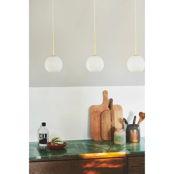 Kulista lampa wisząca Franca 2312523035 szklana nad stół mosiądz błyszczący