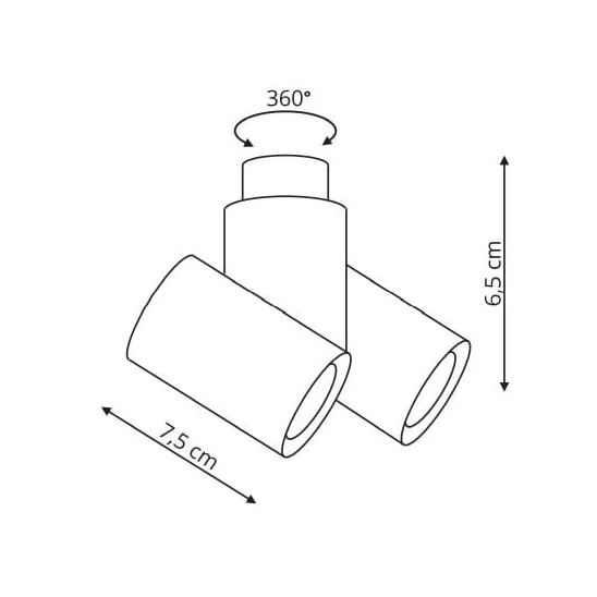 Sufitowa LAMPA plafon BOSTON LP-741/2W BK Light Prestige metalowa OPRAWA regulowane tuby czarne