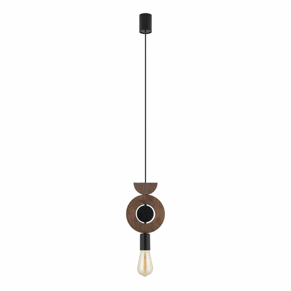 Lampa zawieszana do gabinetu Drops 11176 japandi okręgi drewniana czarna