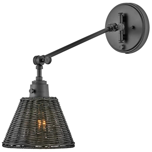 Naturalny kinkiet Arti HK-ARTI-1W-BK-BR rattan czarny mosiądz