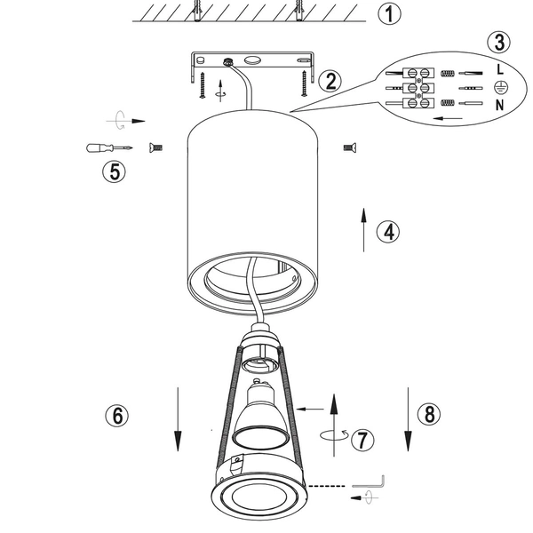 Sufitowa lampa regulowana Cookie 612900131 biała tuba do kuchni